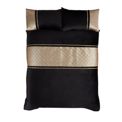 Capri Duvet Cover Set – Single, Double, King & Super King Sizes | Luxury Bedding with Metallic Panel in Black & Silver, Black & Gold | Soft & Durable Polycotton (50% Cotton, 50% Polyester) – Comfortable & Easy-Care Quilt Cover with Matching Pillowcases |