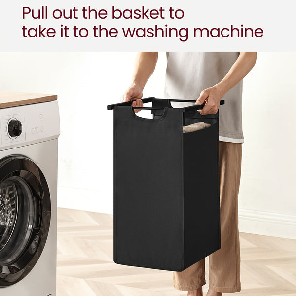 Dirty Laundry Basket, 2 Compartments, Bin, with 2 Removable Oxford Cloth Bags, Metal Frame, 2 X 46 Litres, 73 X 33 X 72cm, Laundry Baskets