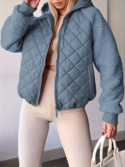 SQ25050621+Elegant Directional+Hooded Spliced Women's Padded Coat