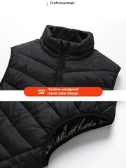 Men'S Solid Heating Vest, Casual Intelligent Electric Sleeveless Outwear, Men'S Clothing for Fall Winter Outdoor Activities ( Power Bank Is Not Included )