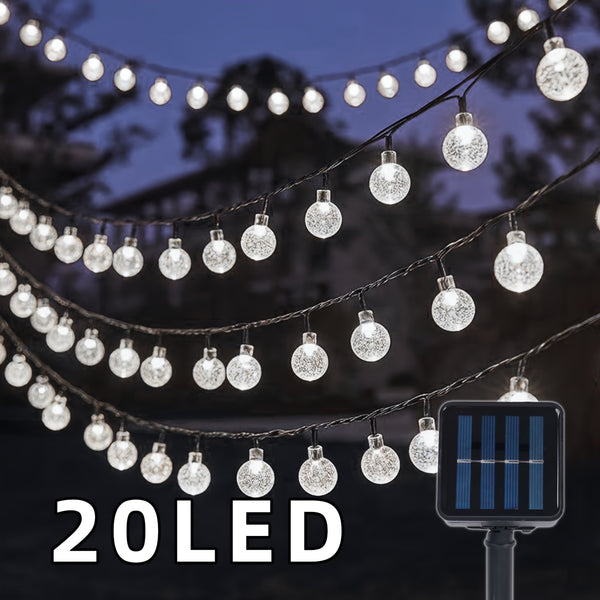 1pc 16.33/22.9/39.3ft (4.98/6.98/11.98m) 20/50/100 LED Bubble Globe Fairy Lights, Outdoor Solar String Lights, Ipx4, 1.7cm Ball, Button Control, for Summer Garden Patio Yard Trees Wedding Birthday Party