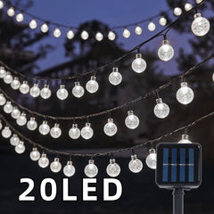 1pc 16.33/22.9/39.3ft (4.98/6.98/11.98m) 20/50/100 LED Bubble Globe Fairy Lights, Outdoor Solar String Lights, Ipx4, 1.7cm Ball, Button Control, for Summer Garden Patio Yard Trees Wedding Birthday Party