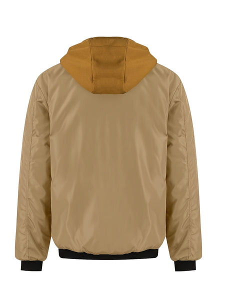 Pearson OBM Men'S Winter New Korean-Style Hooded Jacket, a Casual And Trendy Outerwear, Solid Color, Formal Style, with Zipper Details