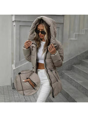 Women's Winter Coat - Thickened Warm Mid-Length Jacket with Full-Zip Closure, Waist-Hugging Slim Fit & Pockets - Elegant Cold Weather Outerwear for, Parties, Travel - Durable Long Sleeve Coat (Machine Washable) In Green, Winter Jacket for Women,