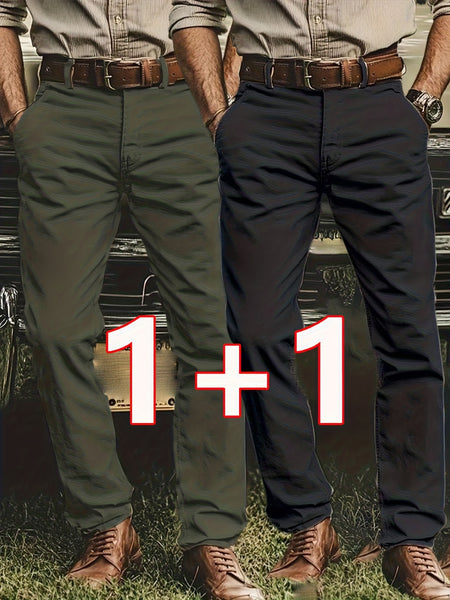 [Tongtongbang Selection OBM] 2pcs Set of Stretch Men'S Chino Pants, Light Business Semi-Formal Casual Straight Trousers