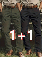 [Tongtongbang Selection OBM] 2pcs Set of Stretch Men'S Chino Pants, Light Business Semi-Formal Casual Straight Trousers