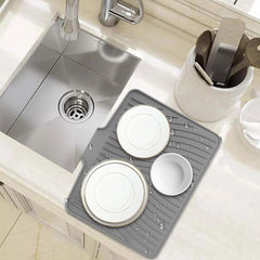Silicone Kitchen Sink Drying Mat Rectangle Non Slip Worktop Saver Dish Drainer