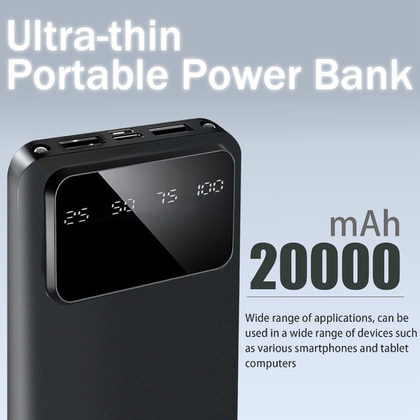 10000/20000mAh Large Capacity Portable Power Bank | Suitable for Charging Android Electronics/Mobile Phone Devices, Equipped with LED Display, Dual Output Ports, Multiple Colors to Choose From, USB Type-A Connector, Lithium Polymer Battery
