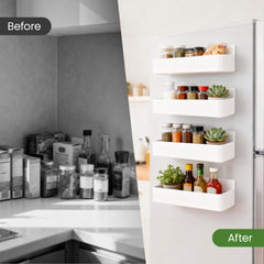Magnetic Storage Rack 6pcs Set Black and White Minimalist Style Refrigerator/Washing Machine/Microwave Side No-Drill Storage Rack Kitchen Bathroom Cabinet Strong Load-Bearing Easy to Clean, Utility Racks