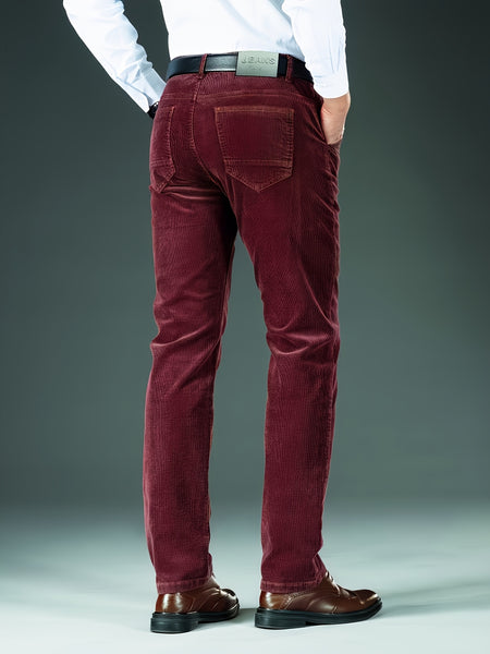 Men's Four-Season Corduroy Slim Fit Straight-Leg Casual Trousers