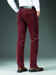 Men's Four-Season Corduroy Slim Fit Straight-Leg Casual Trousers