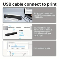 D810B Portable Inkless Thermal Printer - A4 Size, Prints Documents And Labels, Wireless Connection, USB Charging, Perfect For Travel And Office Use, Compatible With IOS And Android, Ideal Gift For Tattoo Artists And Business Professionals