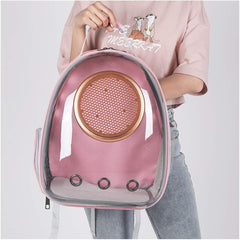 Sipobuy Pet Space Capsule Backpack, Small Medium Cat Puppy Dog Carrier, Transparent Breathable Heat Proof, Pet Carrier for Travel Hiking Walking Camping (Pink)