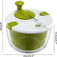 Salad Spinner 3.5 Litre Plastic Lettuce Dryer Vegetable Washer with Non-Slip Base, Dual Function Serving Bowl Strainer Easy One Hand Operation for Healthy Eating