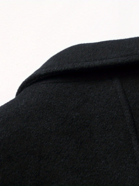 New Autumn/Winter Tweed Overcoat for Men, Long Length, Painted Finish, Warm and Thickened Tweed Outerwear, Men's Casual Wool Blend Jacket Trench Coat