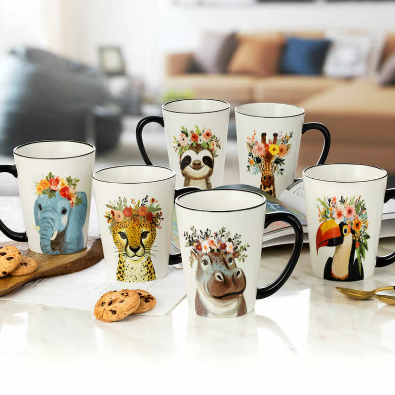 Signature Housewares Hipster Animal Mugs, 483Ml, 6 Pack
