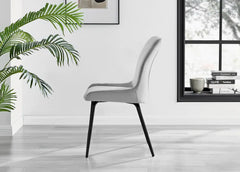 Industrial Design White & Grey Marble Effect Melamine Dining Table and 2 Velvet Dining Chairs