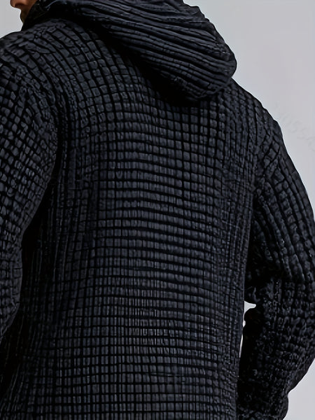 Men's Casual Sport Sweater, Long Hooded Knit Cardigan with Thick Yarn Knitting, Large Side Pockets, Loose Fit, Warm and Stylish, for a Casual and Stylish Look