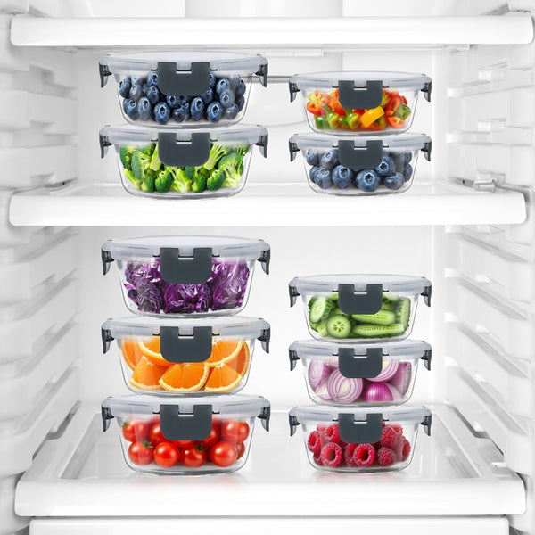Food container, 10 pack glass container, sealed box, 2 sizes, reusable
