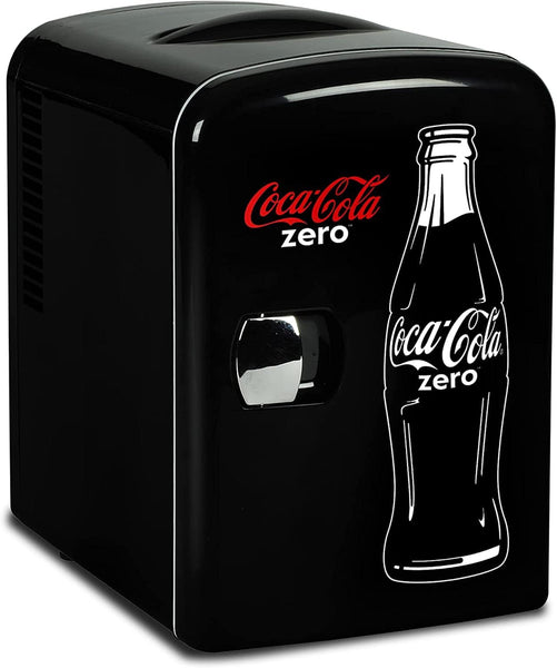 Coca Cola Classic Mini Fridge - Refrigerator for Bedroom Skincare Office, Portable Table Top Beverage Cooler, 12V DC/220V AC Refrigerador for Drinks, Soda, Wine, Use in Car, Dorm, Patio, 6 Can