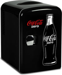 Coca Cola Classic Mini Fridge - Refrigerator for Bedroom Skincare Office, Portable Table Top Beverage Cooler, 12V DC/220V AC Refrigerador for Drinks, Soda, Wine, Use in Car, Dorm, Patio, 6 Can