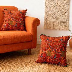 18x18 Inch Reversible Turkish Pattern Pillows (Set of 2 with Inserts) - Romantic Turkey Boho Floral Double Sided Design, Premium Polyester Cover & Fill, Decorative Accent Pillows for Sofa, Chair, Bedroom