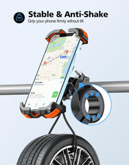 Glangeh Bike Phone Holder, [Secure Lock] 8S Quick Install Anti-Fall Motorbike Phone Holder, 360° Rotating Bike Phone Mount for 4.7”-6.8” Mobile Phones, Cycling Bikes Stand Fits Mountain/Scooter/Dirt