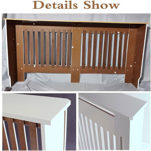 Radiator Cover Cabinet Large Small Wooden Radiator Cover, White Wood Painted MDF Cabinet Heater Cover Cabinet, Slats, Grill, Wood Top Shelf Easy Assembly for Living Room, Hallway, Bedroom Decoration