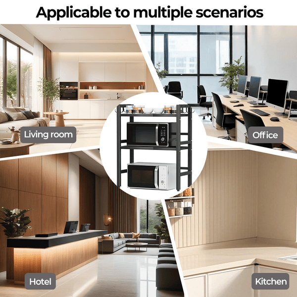 3-Layer Metal Microwave Rack, Adjustable, Expandable, Stretchable Kitchen Rack, Sturdy, Stainless Steel, Easy to Clean, Used for Storing Microwave Ovens And Ovens, Kitchen Countertop Rack, Universal