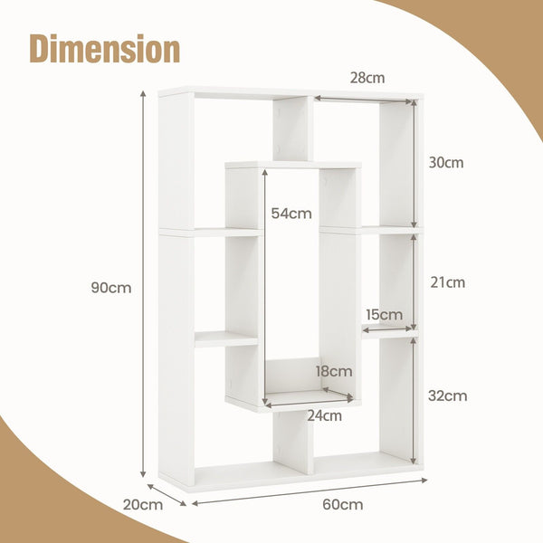 GOFLAME 7-Cube Bookcase Wooden Storage Geometric Bookshelf Corner Decorative Display