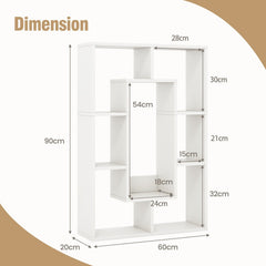 GOFLAME 7-Cube Bookcase Wooden Storage Geometric Bookshelf Corner Decorative Display