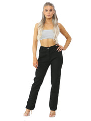 MYT Womens Side Elastic Waist Jeans Ladies Straight Leg Regular Fit Denim Size 10-24