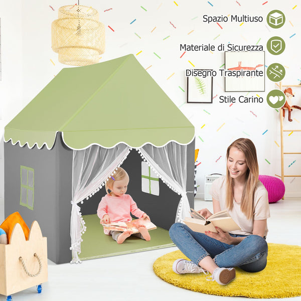 Large Kids Play House with Washable Mat and Star Lights
