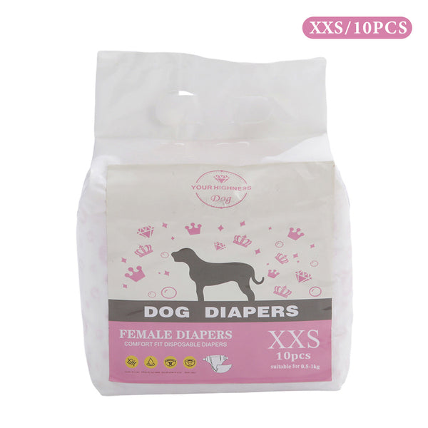 Dog Nappies, 10 PCS Female Pet Dog Cat Nappies Set, Disposable Sanitary Wraps Panties for Dog 0.5 - 32kg, Nappies Super Absorbent, 5 Size Diapers for Urinary Incontinence Dog