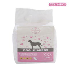 Dog Nappies, 10 PCS Female Pet Dog Cat Nappies Set, Disposable Sanitary Wraps Panties for Dog 0.5 - 32kg, Nappies Super Absorbent, 5 Size Diapers for Urinary Incontinence Dog