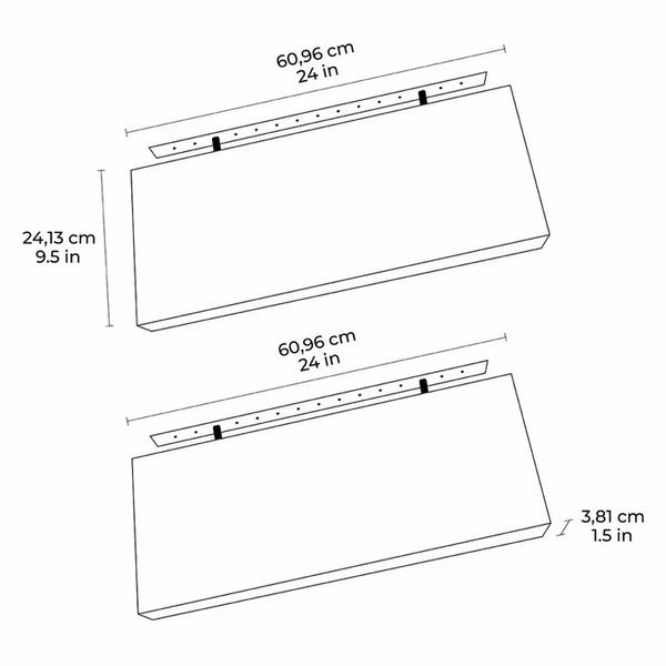 Acacia Floating Wood Shelf, 2 Pack