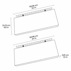 Acacia Floating Wood Shelf, 2 Pack