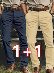 [Tongtongbang Selection OBM] 2pcs Set of Stretch Men'S Chino Pants, Light Business Semi-Formal Casual Straight Trousers