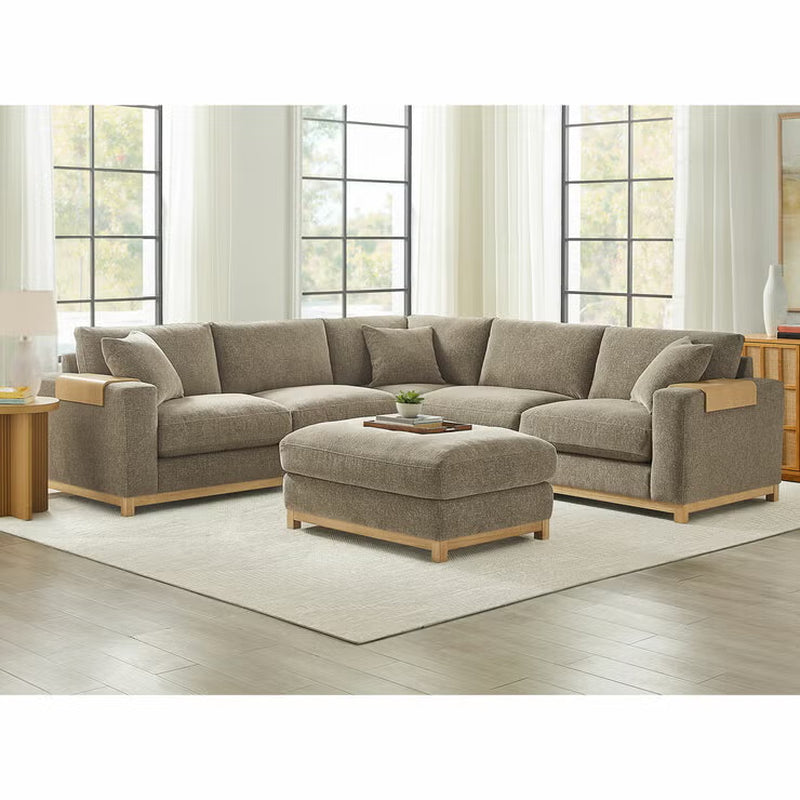 Aiden & Ivy Hawthorne Brown Fabric 4 Piece Corner Sofa