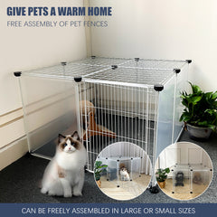 Roofed Cat Playpen System, 12/16/18 Panel Choices, Transparent Cat Enclosure with Top, Complete Kitty Condo with Top Cover, Escape-Proof Indoor Sanctuary, Top Cover Included for Small/Medium Dogs Indoor Protection & Security, Ideal for Indoor Training, Li