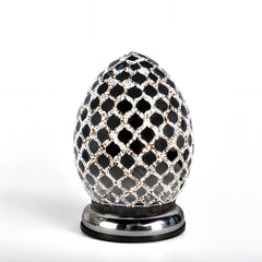 Mosaic Star Pearl Egg Lamp with Chrome Base 21cm Mirror Tile Effect Bedroom Light, Bulb Included, 230V 4W, Decorative Table Lamp for Home Bedroom Office Decor Warm Light [Energy Class A]