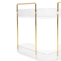 Corner Space Utilization Storage Rack Golden 17.5*12*31.5cm, Square Transparent Two-Tier Bathroom Countertop Rack, Bathroom Shelf, Countertop Storage Organizer