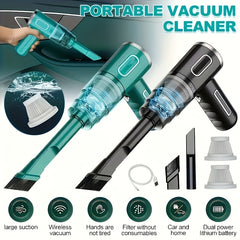 Newly Upgraded Model, Portable Cordless Handheld Vacuum Cleaner, Cyclone Suction Cordless Vacuum Cleaner, Large Suction USB Fast Charging with Seam Brush Computer Cleaning Head Multi-purpose. Suitable for Car/office/home, Labor Day Gift