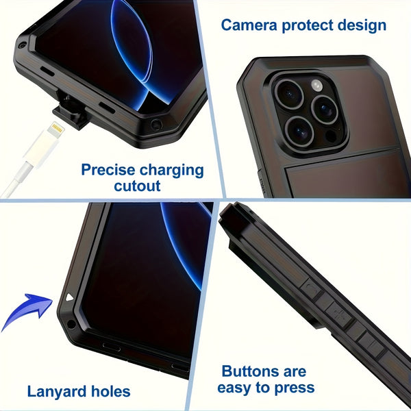 Durable Shockproof Phone Case for iPhone 17 Air 16 15 Pro Max Plus with 360 Degree Dustproof Protective Cover and Built In Glass Screen Protector Mobile Phone Case