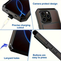 Durable Shockproof Phone Case for iPhone 17 Air 16 15 Pro Max Plus with 360 Degree Dustproof Protective Cover and Built In Glass Screen Protector Mobile Phone Case