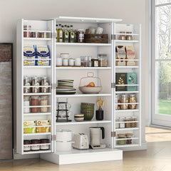 Freestanding Kitchen Pantry Storage Cabinet, White, Adjustable Shelves, 3-Level Design, 60cm W x 40cm D x 120cm H, Easy Assembly, Spacious Storage for Kitchen, Home Office, Bedroom, Bathroom