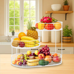 3-Layer Desktop Storage Rack - Iron Fruit Basket & Vegetable Organizer for Kitchen Dining Table, Space Saving Metal Storage Rack