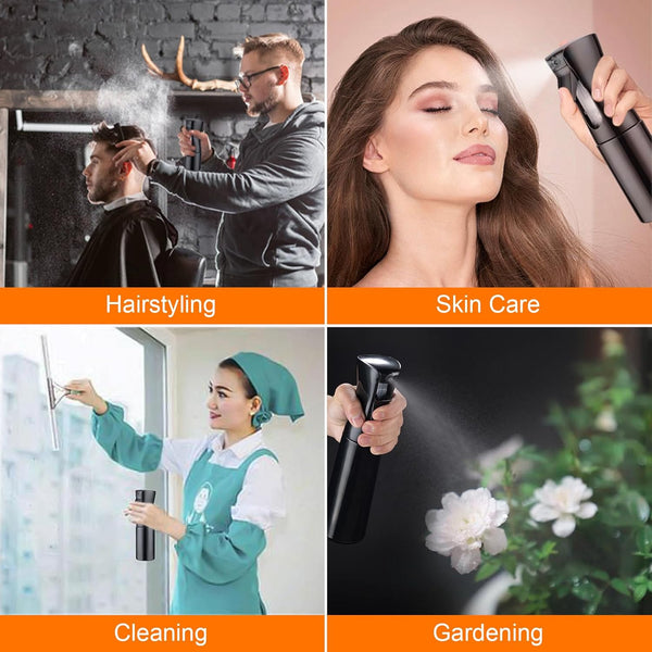 GRIFEMA 200Ml Small Water Spray Bottles, Continuous Mist Empty Hair Spray Bottles for Cleaning, Curly Hair, Plants GE2001B-200B, Black