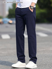 [Tongtongbang Selection OBM] 2pcs Set of Stretch Men'S Chino Pants, Light Business Semi-Formal Casual Straight Trousers