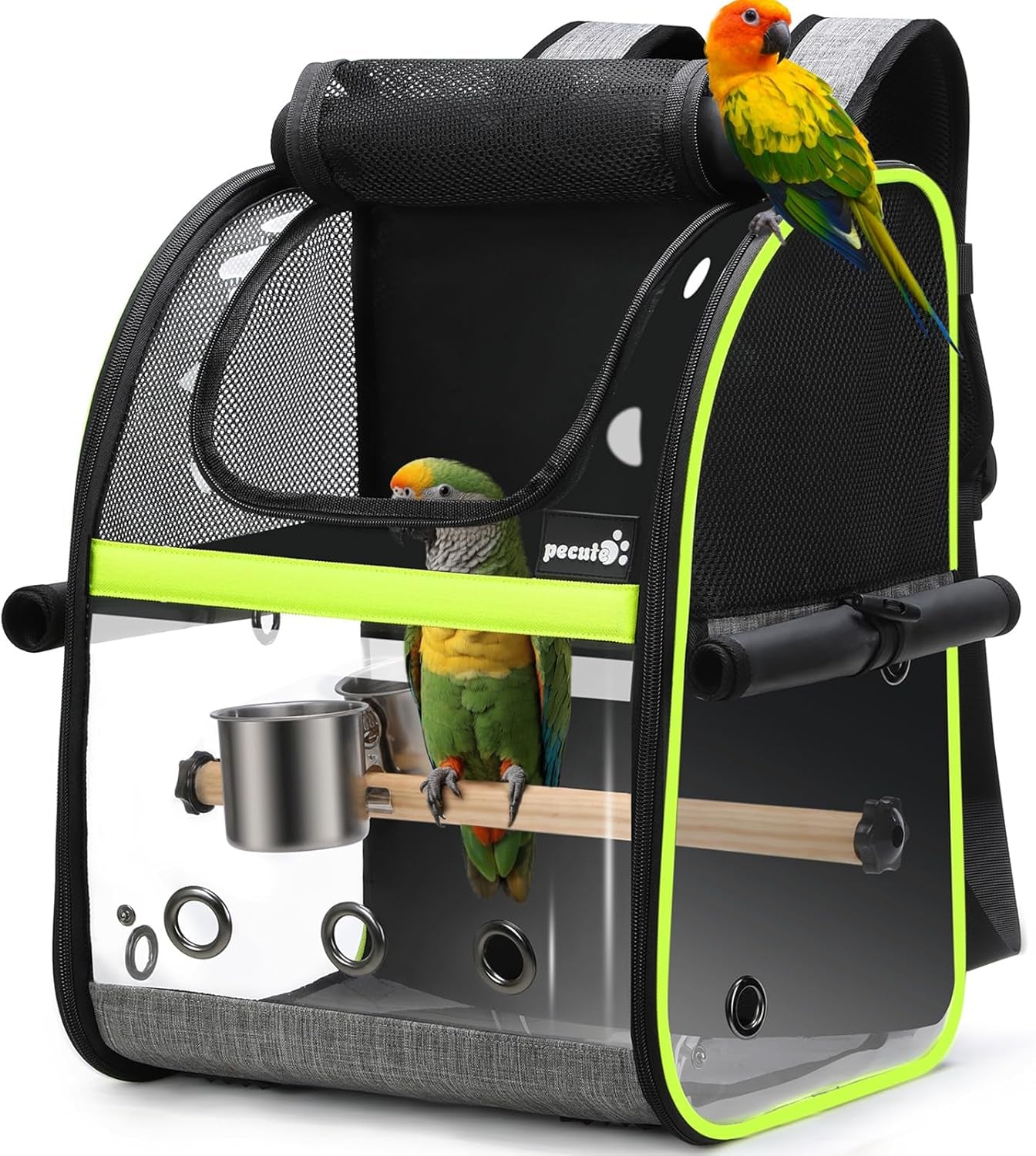 Pecute Breathable Bird Carrier, Outdoor Backpack with Adjustable Tripod, Lightweight and Portable Waterproof Parrot Travel Backpack, Wide View and Shading Cat & Dog Backpack for Hiking